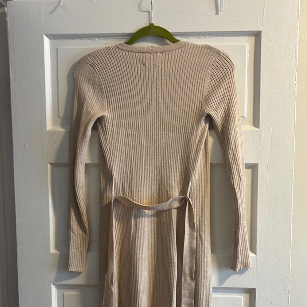 Beige Longline Ribbed Cardigan - Picture 3 of 3